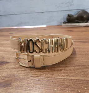 MOSCHINO モスキーノ ヴィンテージ ロゴベルト レザー ゴールドロゴ 70 