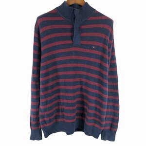 TOMMY HILFIGER トミーヒルフィガー セーター カジュアル ボーダー ネイビー (メンズ XL) P0728