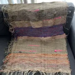 タペストリー　ハンドメイド　素材　レトロ手織りマット　リネン　ウール