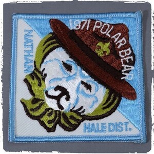 VD18 70s POLAR BEAR NATHAN HALE DIST. BSA ボーイスカウト ビンテージ ワッペン パッチ ロゴ エンブレム 輸入雑貨 刺繍 熊 クマ