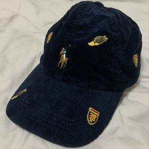 POLO RALPH LAUREN! ポロ ラルフローレン! キャップ! 帽子! 6パネル! 刺繍・総柄! コーデュロイ! ONE SIZE