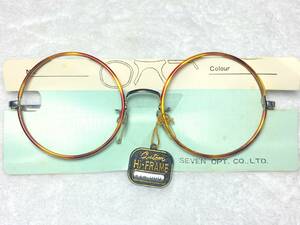 デッドストック Seven 丸 眼鏡 セル巻き 2060 50 ブラウン デミ シルバー ビンテージ ラウンド 未使用 高級 メタル フレーム 昭和 レトロ