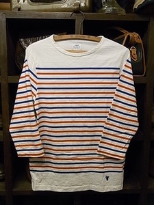 COEN STRYPE TREE QUARTER SLEEVE T-SHIRT SIZE S コーエン 七分袖 Tシャツ ボーダー ストライプ クマ トリコロールカラー