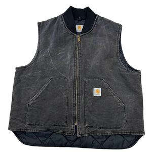 Carhartt カーハート ダックベスト ブラック 2XL〜3XL フェード ボロ 大きいサイズ (A131)