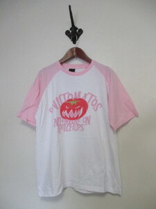 FREEDELIVERY 白ピンクラグラン袖プリントTシャツ（USED）62322②