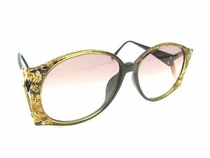 1円 ■美品■ ChristianDior クリスチャンディオール 2575A 90 サングラス メガネ 眼鏡 ブラック系×ゴールド系 FC6354