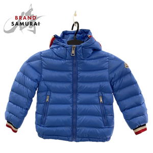 美品 MONCLER モンクレール サイズ5 ブルー シルバー金具 ナイロン E29544187005 68950 ダウンジャケット アウター キッズ 407903