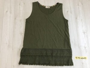 TITICACA チチカカ レディース 裾レース ノースリーブTシャツ カーキ