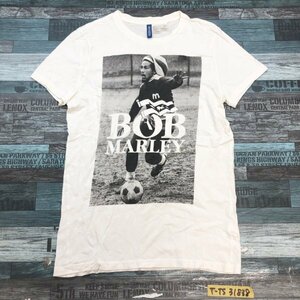 DIVIDED H&M エイチアンドエム メンズ BOB MARLEY 転写プリント 半袖Tシャツ S 白