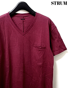 M ¥13,200【STRUM V-NECK TEE STC134-03 WINE ストラム 30/-ナチュラルソフト天竺 Vネック Tシャツ ワイン】