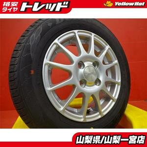 モコ アルト 145/80R13 夏タイヤセット 【中古】プラシノ 13X4.5+43 4H100 【新品】2022年製 ダンロップ エナセーブEC204 145/80R13 送料無