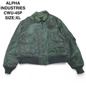 ALPHA INDUSTRIES アルファインダストリーズ フライトジャケット ミリタリージャケット 緑 グリーン CWU-45P カーキ オリーブ メンズ 古着