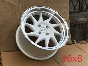 新品！Whistler KR7 16x8J+20,+0 4H PCD100 White machined lip USDM 深リム Hellaflush 