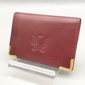 HANAE MORI ハナエモリ バタフライ パスケース 名刺入れ ボルドー レザー カードケース 蝶 森英恵 レディース えんじ色 ファッション 小物 