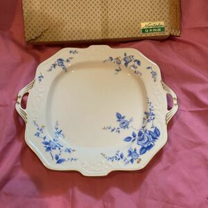 ノリタケ☆Noritake☆日本陶器☆ブルーフラワー☆ローズ☆花柄☆プレート☆6660/7132