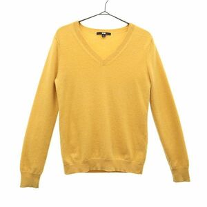 ユニクロ カシミヤ100％ 長袖 Vネック セーター S イエロー UNIQLO +J ニット レディース