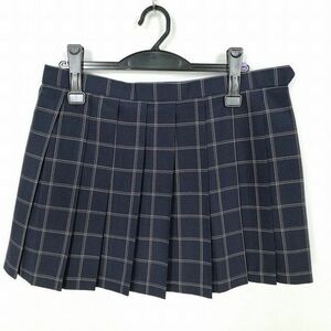 1円 スクールスカート 大きいサイズ 夏物 w75-丈37 チェック 中学 高校 マイクロミニ プリーツ 学生服 制服 女子 中古 HK1727