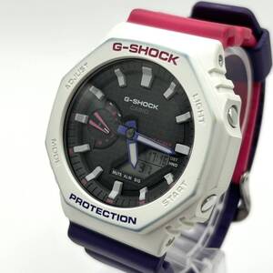 可動品★CASIO/カシオ 腕時計 G-SHOCK GA-2100THB カーボンコアガード クォーツ QZ 黒文字盤 ピンク 紫 ホワイト メンズ レディース AE2402