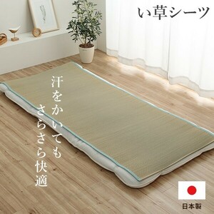 130×200cm ダブルサイズ いやし い草 寝ござ 敷きパッド 日本製 無染土 天然素材 さらさら 抗菌 カラーブルー 新生活 ID002 送料無料 新品