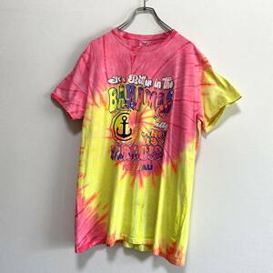 アメリカ古着　タイダイ　半袖　Tシャツ　カラフル　US古着　クルーネック　Mサイズ　コットン　【I1294】