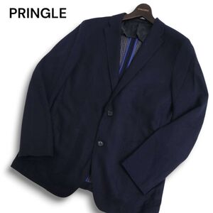 PRINGLE プリングル 秋冬 背抜き ウール★ 裏地チェック テーラード ジャケット Sz.40　メンズ ネイビー 日本製 三陽商会　C4T10210_B#N