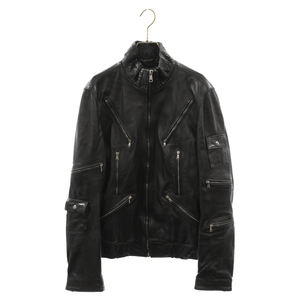 DOLCE & GABBANA ドルチェアンドガッバーナ Leather Jacket G9K81L FULQ8 マルチポケット ラムレザージャケット ブルゾン ブラック