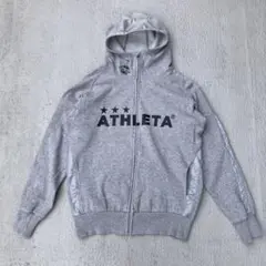 ATHLETA スウェット　パーカー　フルジップ　異素材　デカロゴ　古着