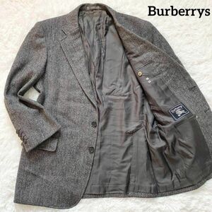 B48 Burberrys　バーバリー　テーラードジャケット　グレー　灰色　AB5表記　M相当　ヘリンボーン　ツイード