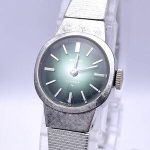 SEIKO セイコー 11-0700 腕時計 ウォッチ 手巻き 機械式 17 JEWELS 17石 WGP 緑 銀 シルバー グリーン P517