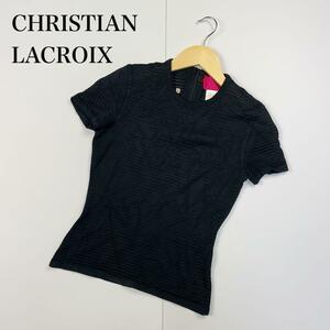 CHRISTIAN LACROIX クリスチャンラクロワ 半袖トップス サイズM ブラック ラクロア トップス 春 シンプル フランス Uネック パリ