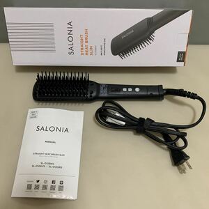 Z9321 SALONIA サロニア ストレートヒートブラシ スリム ブラック 海外対応 MAX210℃ 50W SL-012BKS ジャンク