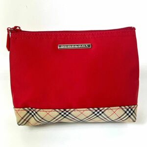 BURBERRY バーバリー　 ノベルティポーチ　ポーチ　ミニポーチ　レッド　レディース　ブランド　正規品　小物入れ 中古品