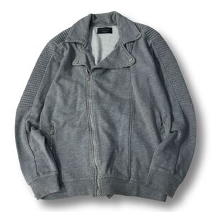 《良品◎》ZARA MAN ザラマン★スウェット生地*ダブルライダースジャケット*グレー*サイズL(MW3782)◆S80