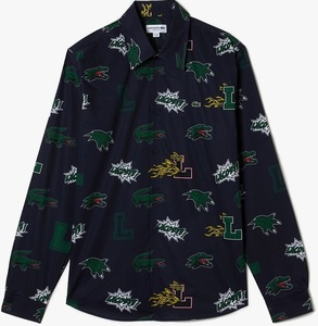 LACOSTE (ラコステ) シーズナルアイコンプリント ボタン シャツ Mサイズ 長袖シャツ