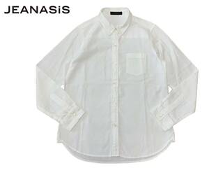 【1000円～】★JEANASIS ジーナシス ボタンダウン コットン 長袖シャツ 白 ホワイト F