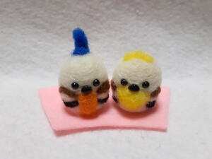 羊毛フェルト ハンドメイド ひな祭り ミニチュア オブジェ 飾り シマエナガちゃん お雛様 おひなさま 小鳥 野鳥