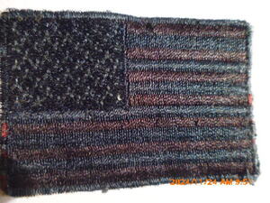 アメリカ国旗ワッペン・/US Flag Patch　真っ黒な低認識　小さい判(4.5x3.5cm) 中古・USED 