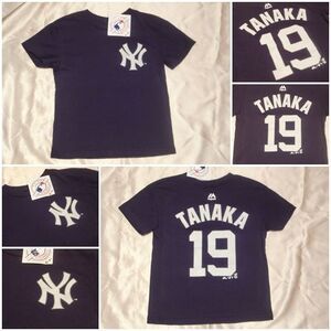 MLB　NY　yankees　ニューヨーク　ヤンキース　田中将大　Tシャツ　背番号　マジェスティック　野球　プレゼント　アメリカ　輸入　160cm