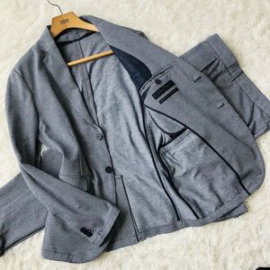 ザラマン　ZARA MAN　スーツ　セットアップ　テーラードジャケット　千鳥柄　グレー　L　ストレッチ　センターベンド　78