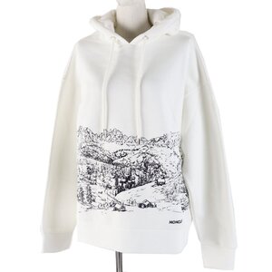 未使用品◎MONCLER モンクレール 2022年製 HOODIE コットン ラインストーン パーカー ホワイト ブラック S トルコ製 正規品 レディース