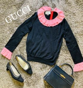 GUCCI グッチ ニット セーター カシミヤ シルク パール付き