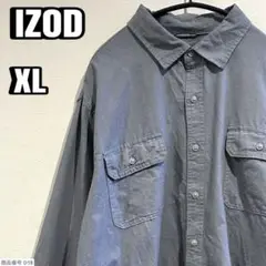 【IZOD】長袖シャツ　無地　オーバーサイズ　海外古着　両胸ポケット　春秋冬