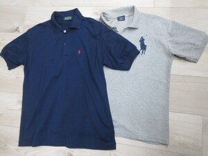 POLO RALPH LAUREN ポロラルフローレン 半袖ポロシャツ ネイビー×グレー2枚セット サイズL メンズ