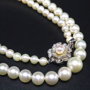 1円〜!!●アコヤ本真珠ネックレス●J 約24.8g 約45.0cm 約4.5-8.5mm珠 pearl necklace jewelry パール DE0/DE0 B245