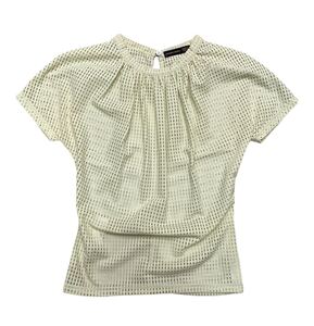 90s ALEXANDER MCQUEEN SMOCKED NECK MESH TOP アレキサンダーマックイーン　メッシュ　トップス