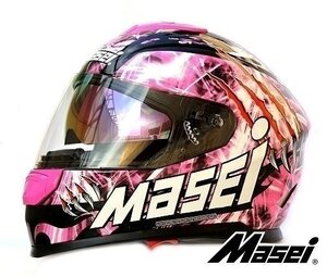 【大特価1円～】Masei フルフェイスヘルメット インナーサンシェード付 833M ピンク XLサイズ/USA規格DOT取得 EU規格ECE取得【送料800円】