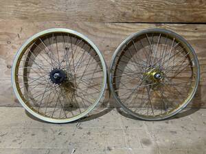 ARAYA 7X 20インチ BMX ホイール GOLD 36H SUZUE ラージハブ タコ穴 ゴールド 中古パーツ OLD BMX VINTAGE BMX