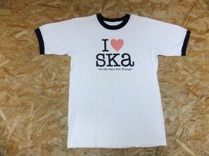 ザドロップス THE DROPS anvil製 キッズ レディース I LOVE SKA ガールズスカバンド リンガーTシャツ サイズYouth L