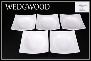 【吉】CJ378 【WEDGWOOD】 ウェッジウッド 白磁 プレート パスタ皿 5点 未使用 美品！