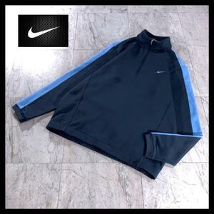 00s NIKE ハーフジップ トラックジャケット ドリルトップ ネイビー L